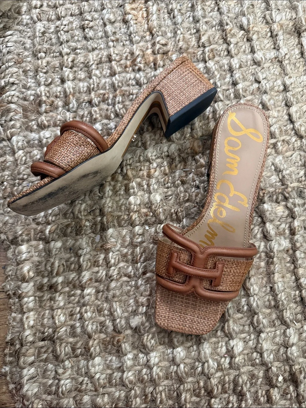 Sam Edelman Brown Raffia Slide Mules - Picture 2 of 5